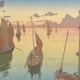 Lithograph by Henri Rivière The Sunset