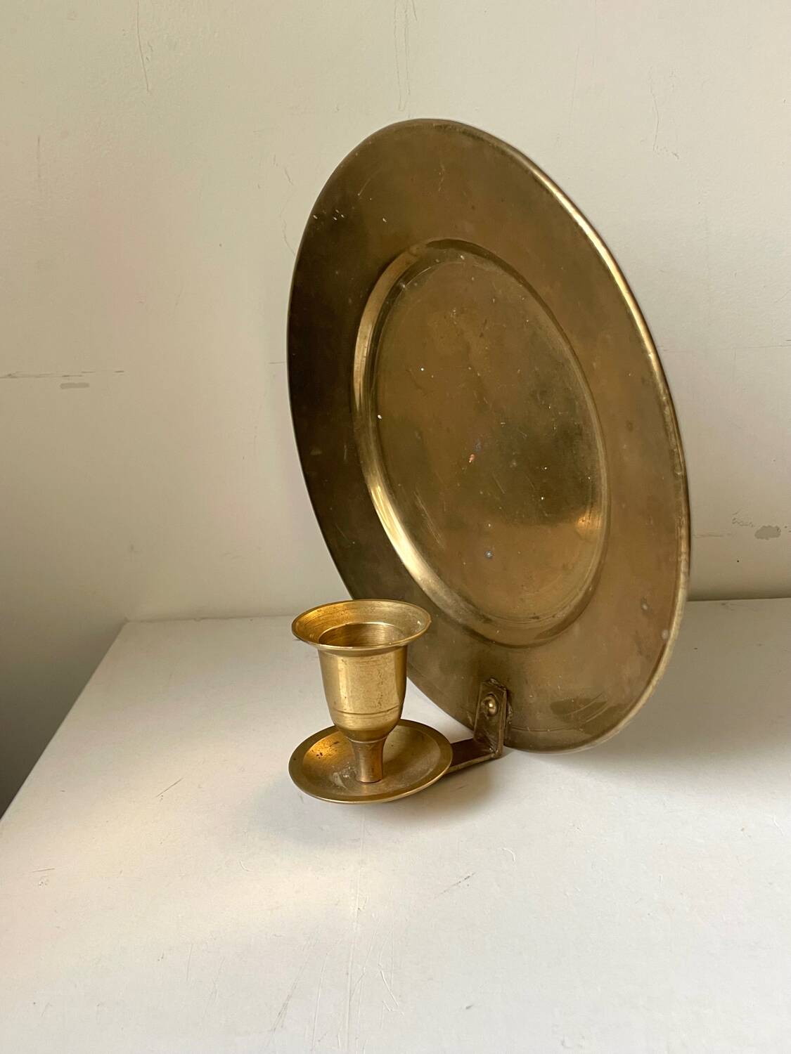 Vintage brass wall candle holder sconce diameter 18 cm