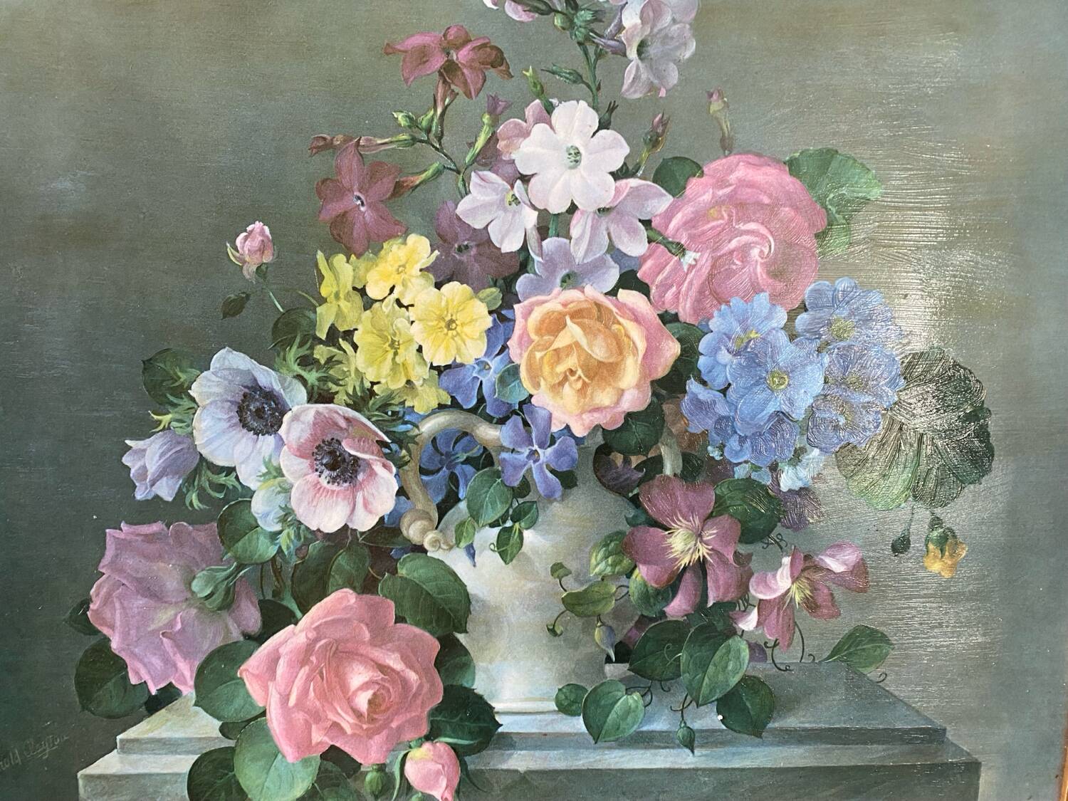 Bouquet of flowers signed Harold Clayton