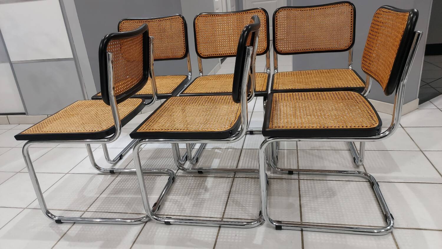 Suite de 6 chaises modèle Cesca B32 par Marcel Breuer vintage 1993