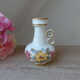 Petit vase en céramique ker vitrex motif floral vintage