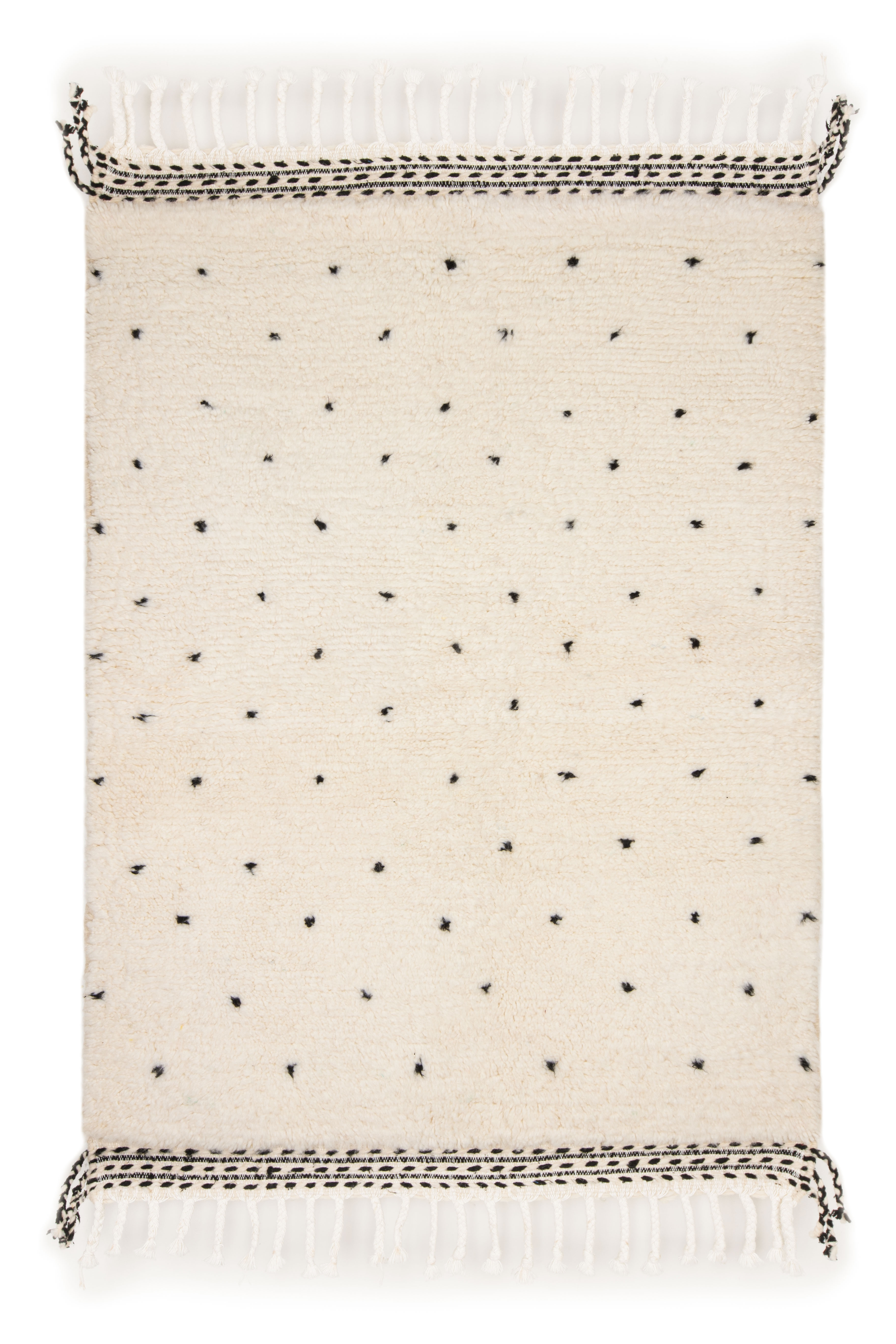 Berber carpet beni ourain ecru with blackheads 150 x 105 cm