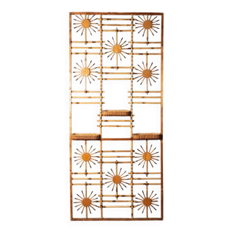 Wood and rattan screen