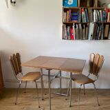 Formica folding table and two petal chairs from the 70s
