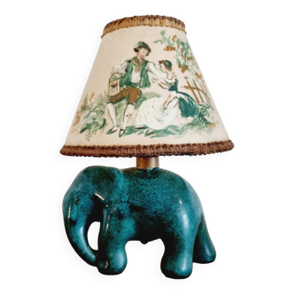 Lampe céramique éléphant vert