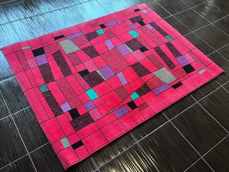 1980s small design geometric Abstract Rug/carpet, Czechoslovakia