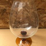 Ancien vase sur pied empoli verre pied orange vintage