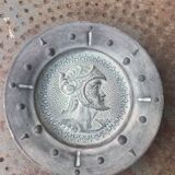 Decorative plate of a Greco-Roman soldier, terracotta, vintage