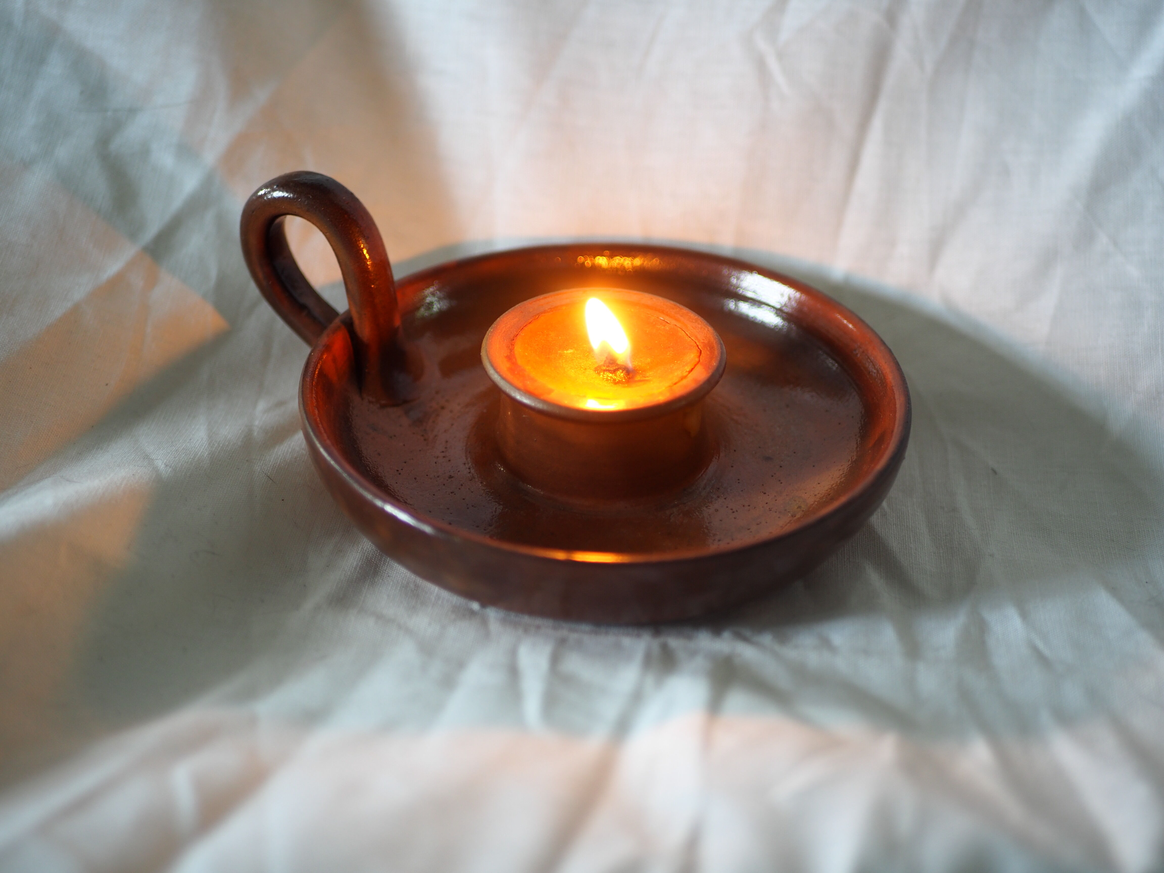 Hand candle holder in smoked sandstone - 70s