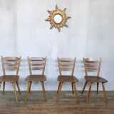 Series of 4 Scandinavian chairs or vintage wooden bistro