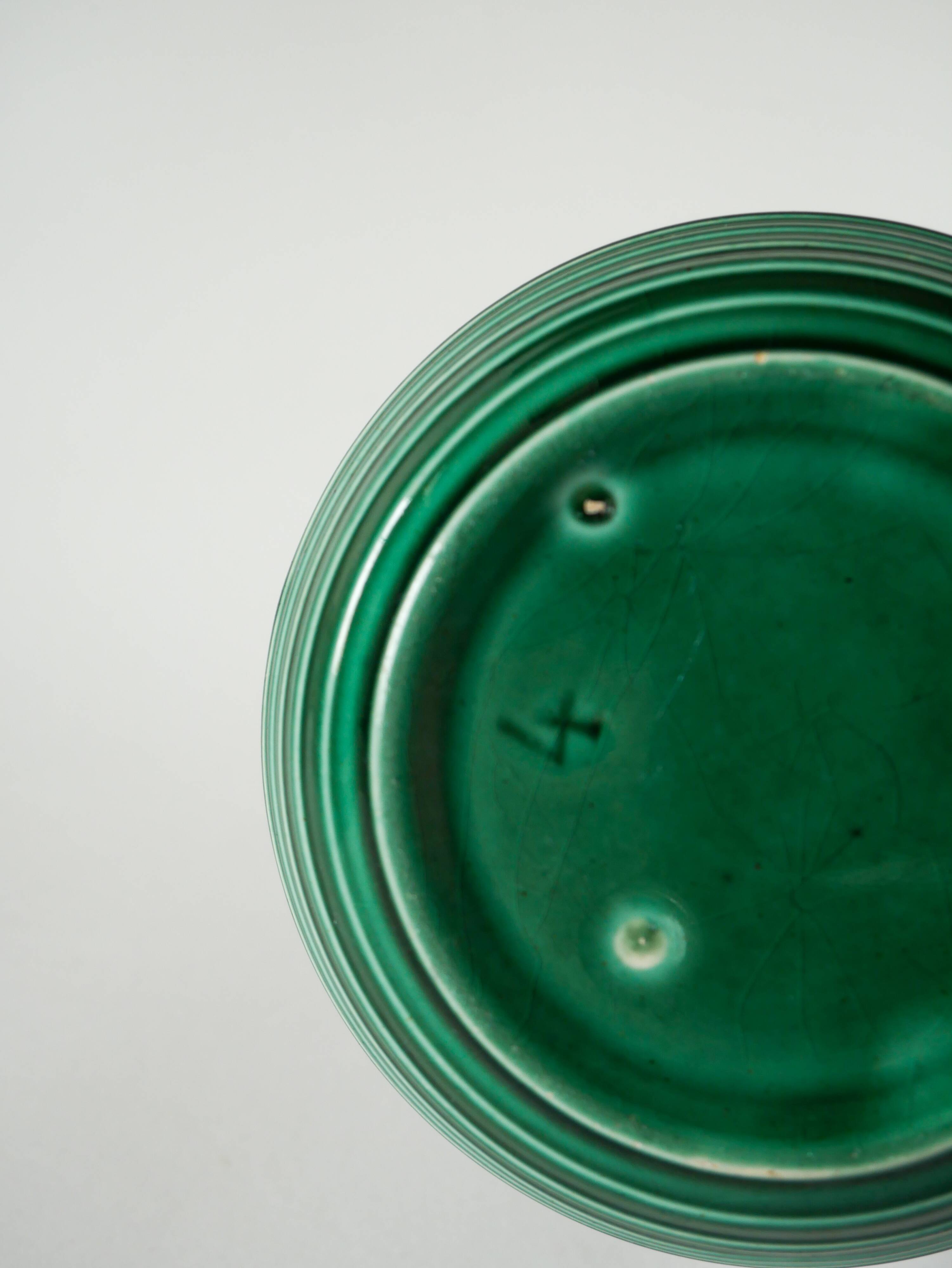 Small ceramic salad bowl / bowl, green, Gien, 1950