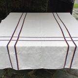 Basque fabric tablecloth with yellow and navy stripes
