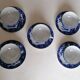 5 white and blue Japanese porcelain tea cups