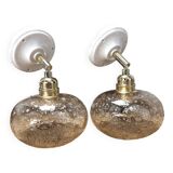 Paire d’appliques murales globes dorés