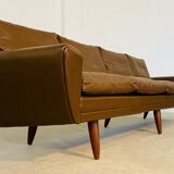 Vintage retro Danish mid-century G. Thams 4 person sofa in brown leather 1960