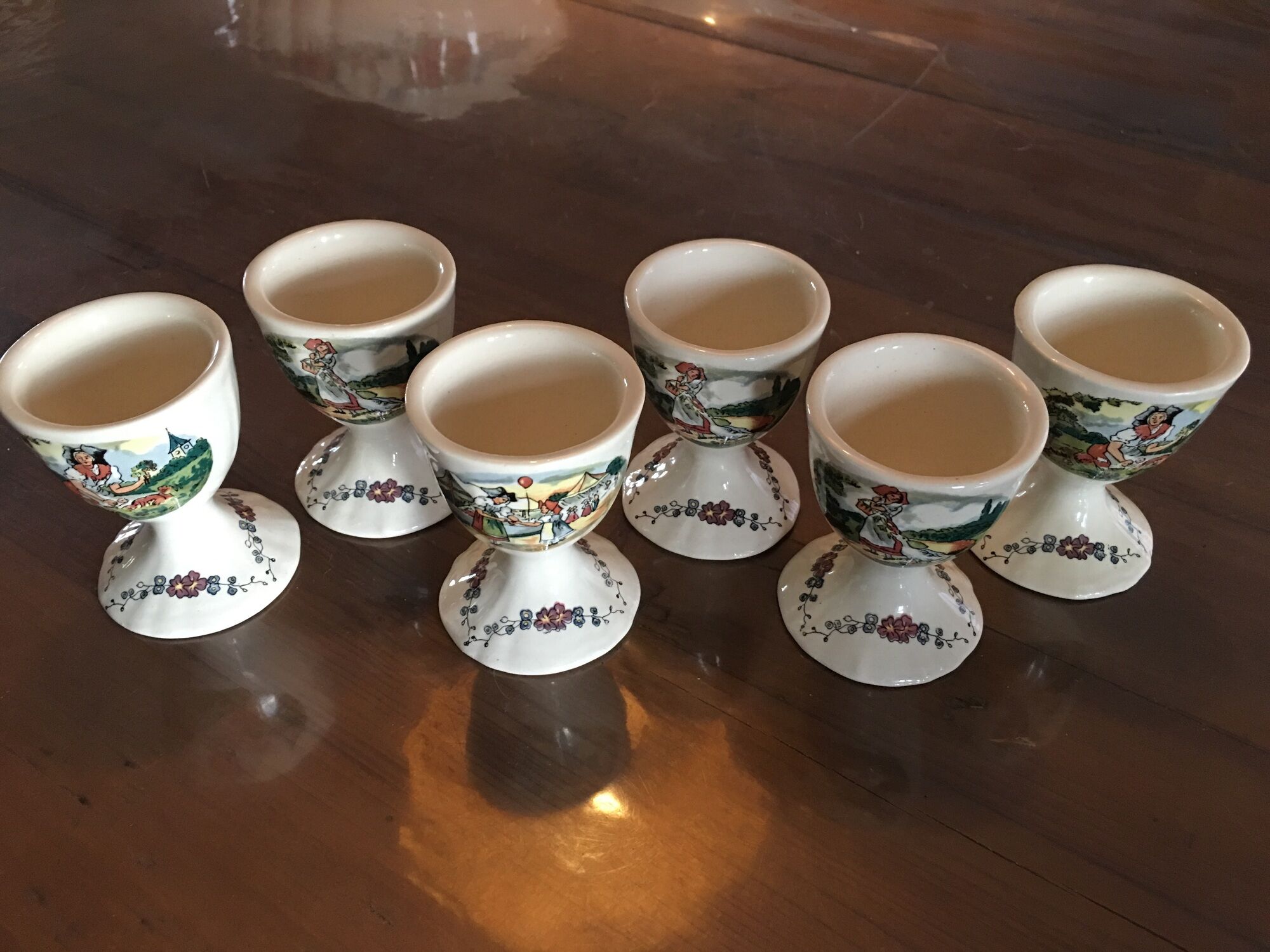 Lot de 6 coquetiers Sarreguemines Obernai