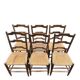 6 old wooden straw chairs