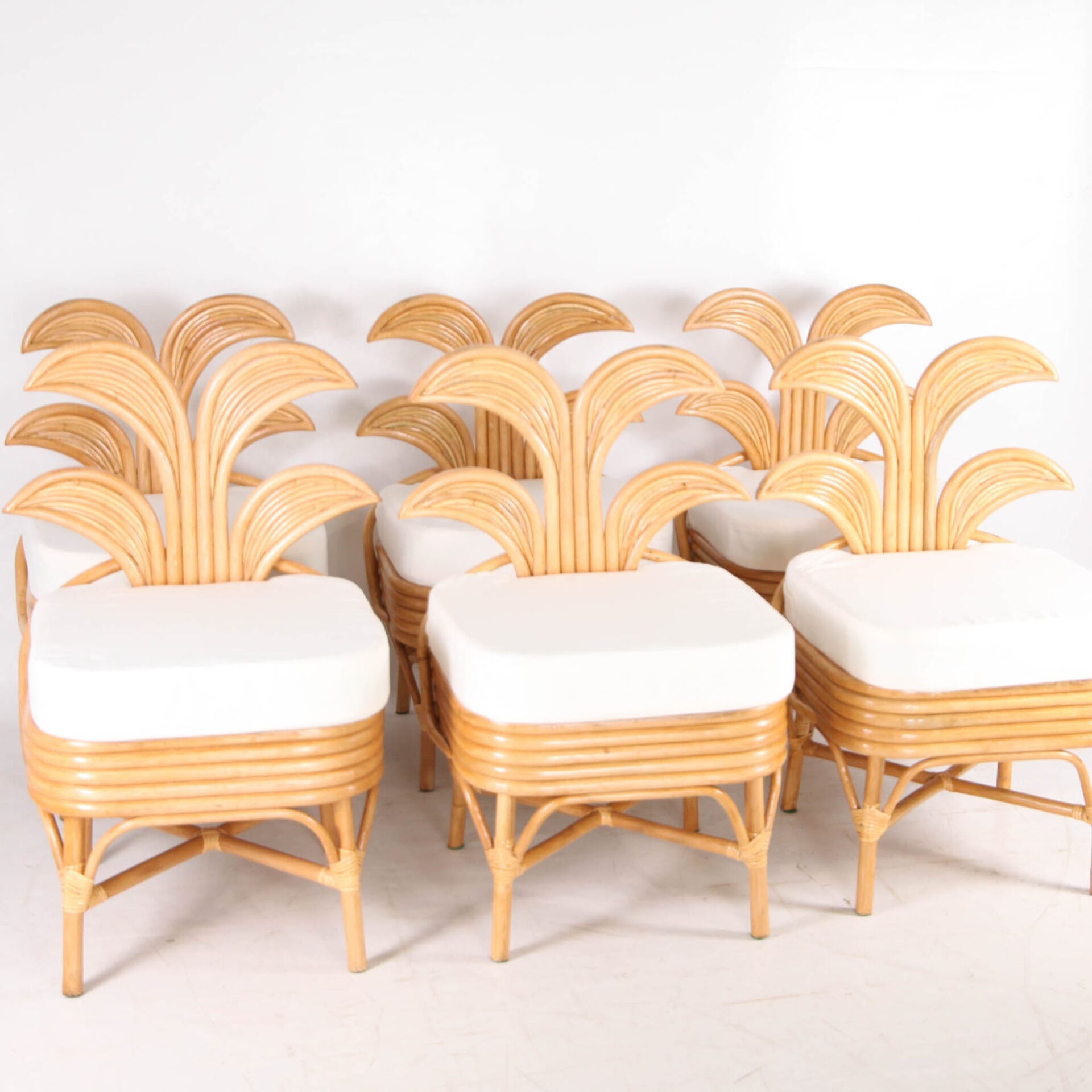 Set of 6 rattan chairs "palm tree"