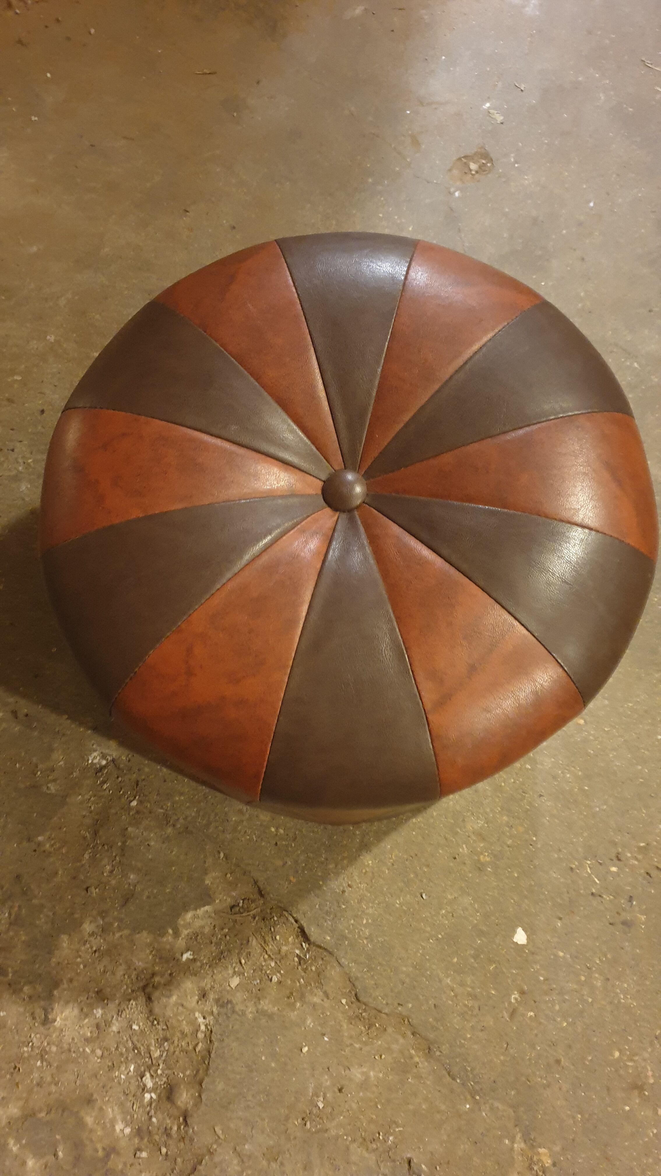 Vintage leather pouf