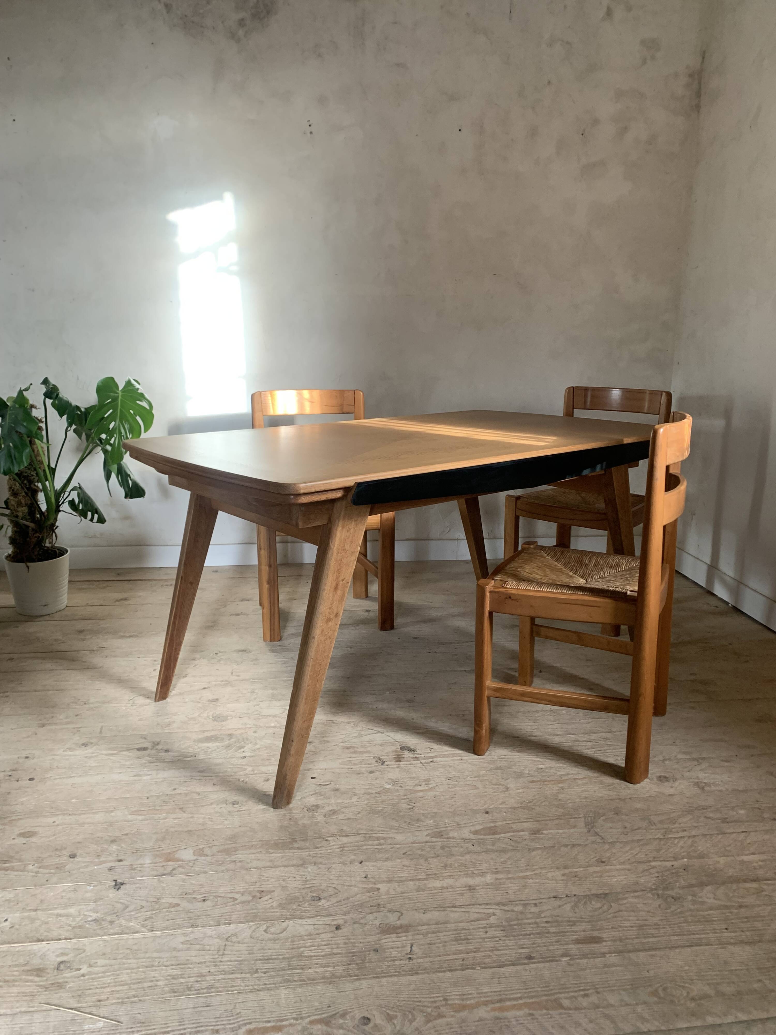 Table rectangulaire vintage en chêne