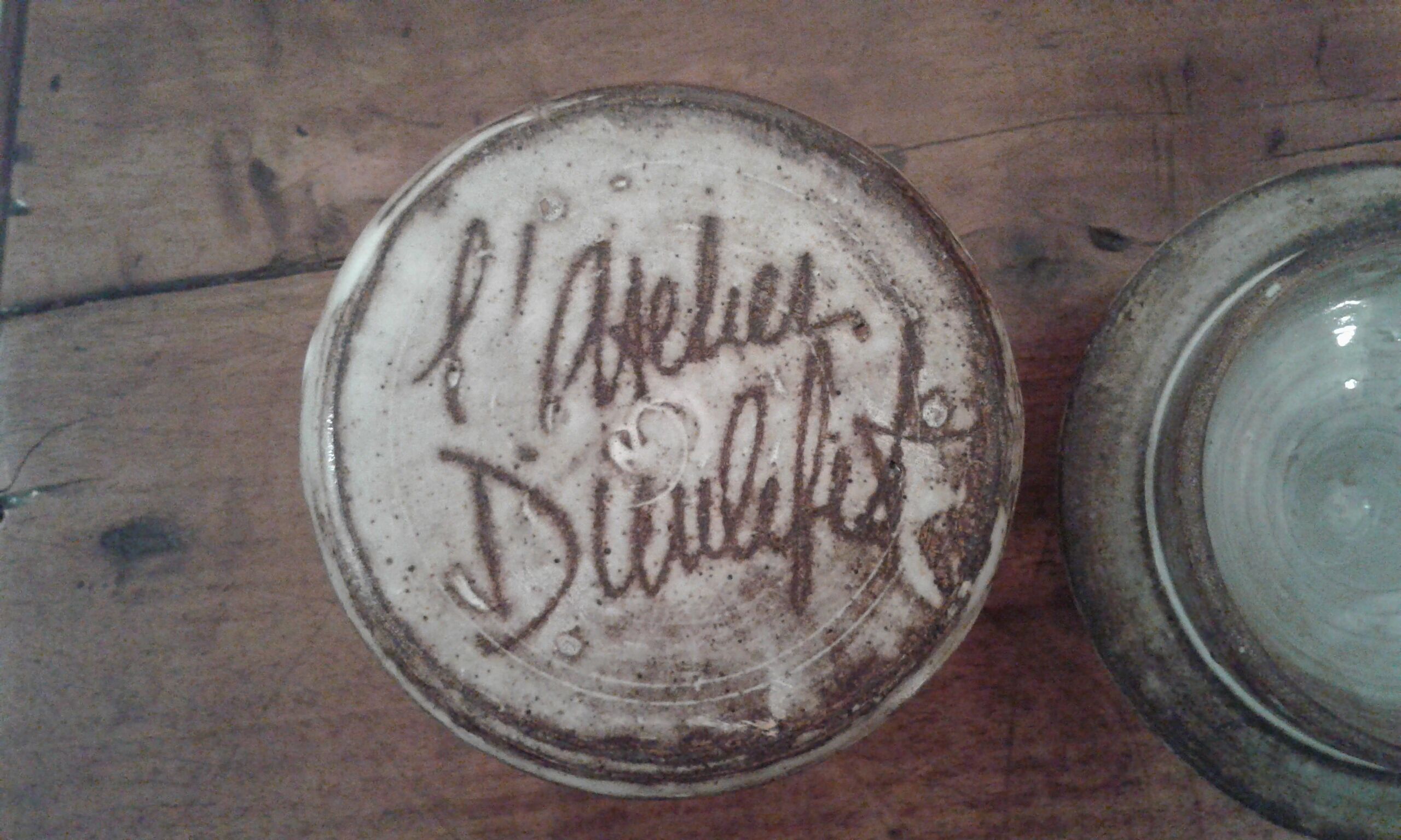 Covered ceramic pot from the atelier Dieulefit, stamped