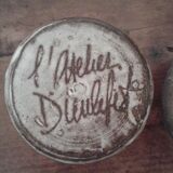 Covered ceramic pot from the atelier Dieulefit, stamped