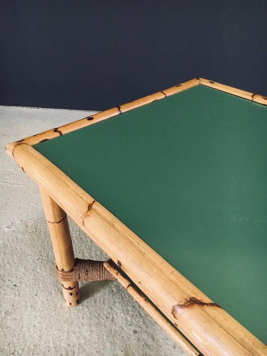 Mediterranean Bamboo Side Table in the style of Audoux Minet, France, 1950s