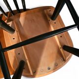 Set of 2 spindle back dining chairs, curved seating, teak wood seat, 1960s, Pastoe Holland, 1970s