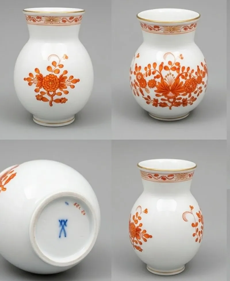 Baluster vase in red by Meissen, 1960