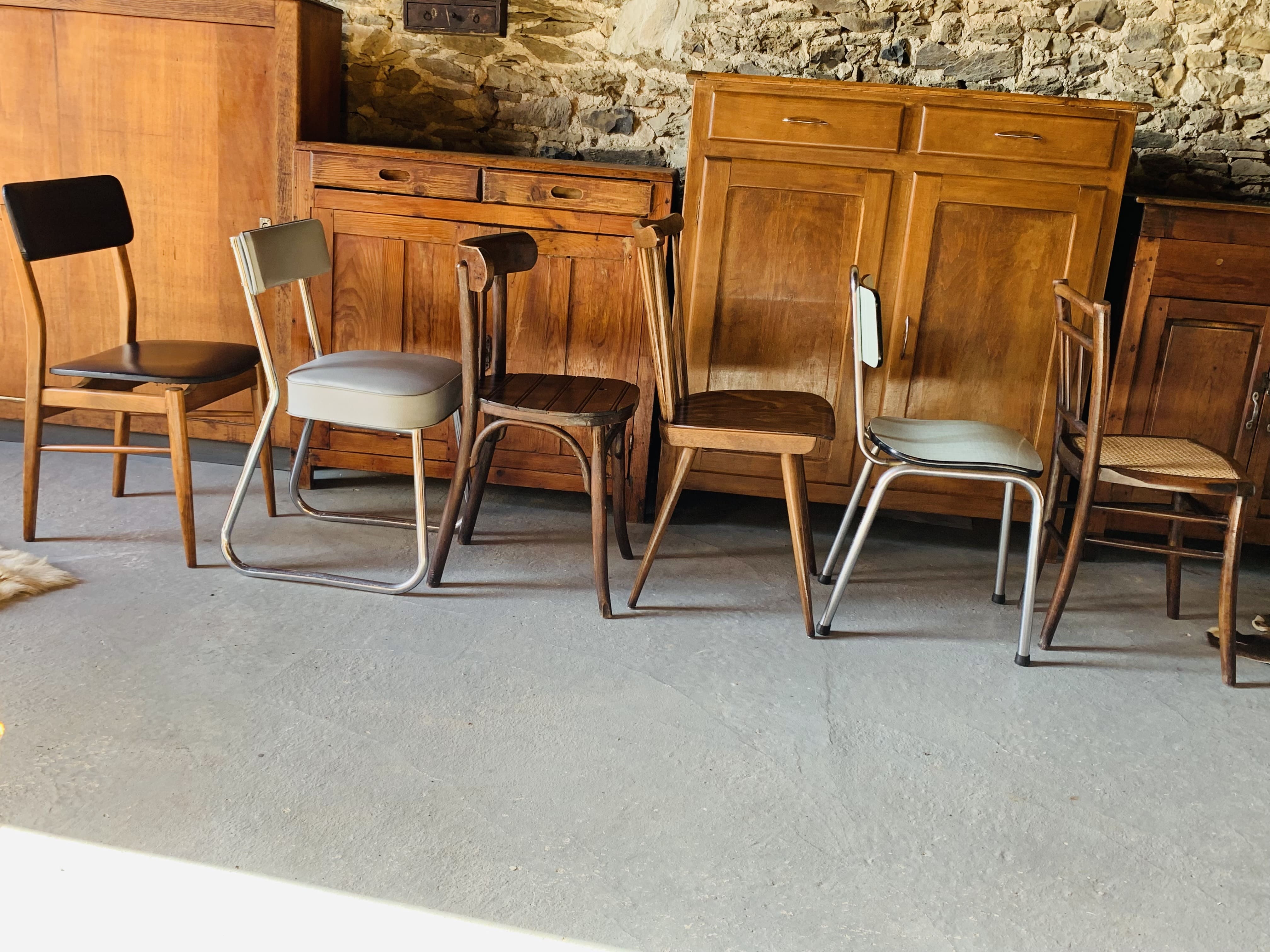 Set of 6 mismatched chairs