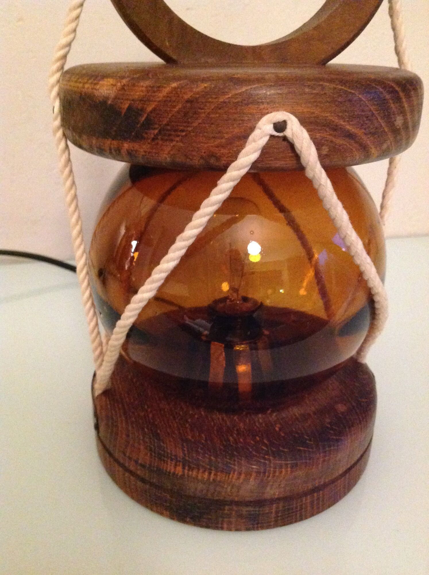 Marine lamp with amber glass globe 60/70s