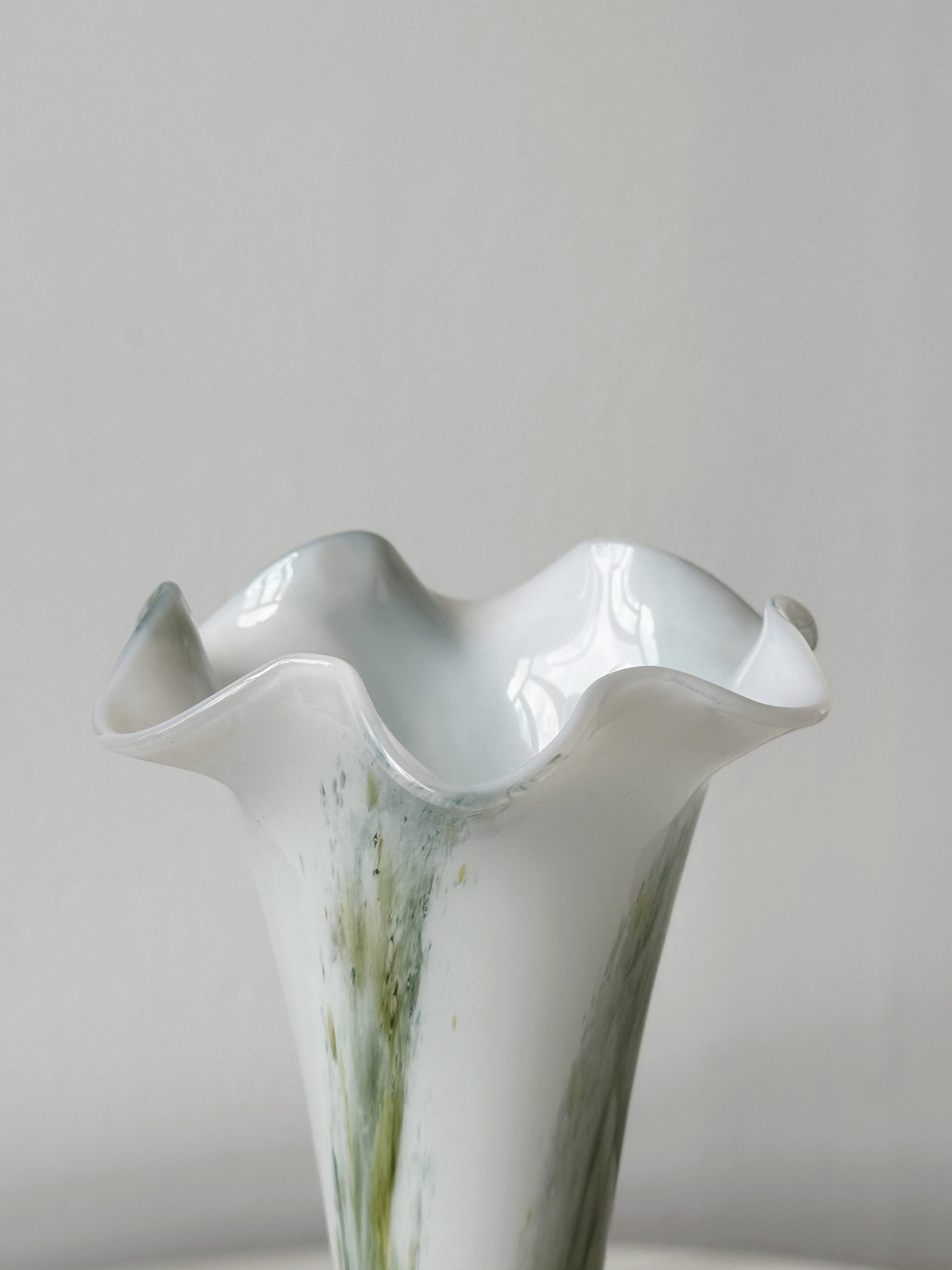Green and white opaline soliflore vase.