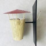 Wall lamp in rigitulle or perforated sheet with conical reflector - 1950