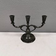Three-armed candlesticks by Just Andersen, in Disco metal, Denmark, 1950s