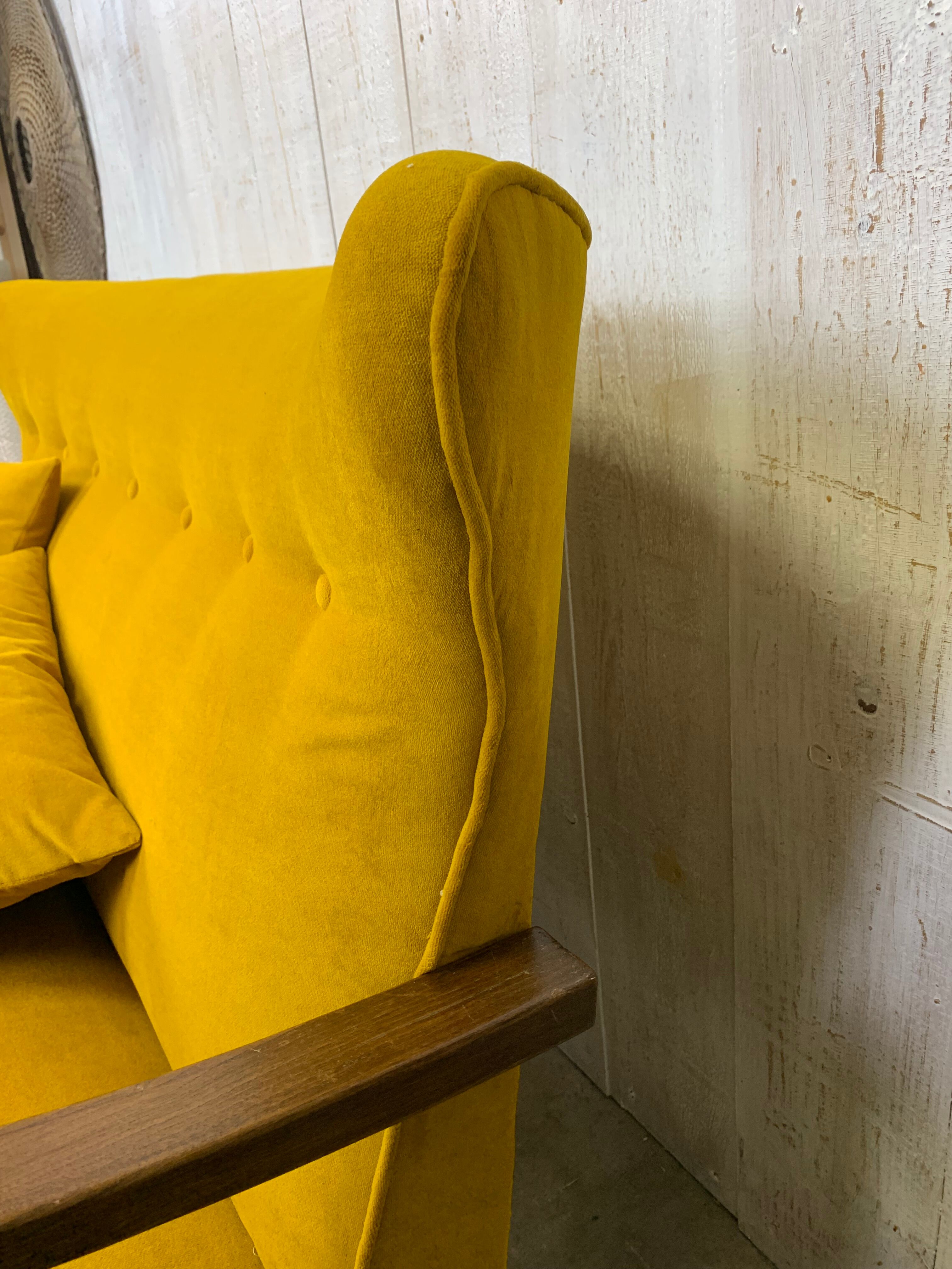 Yellow velvet sofa