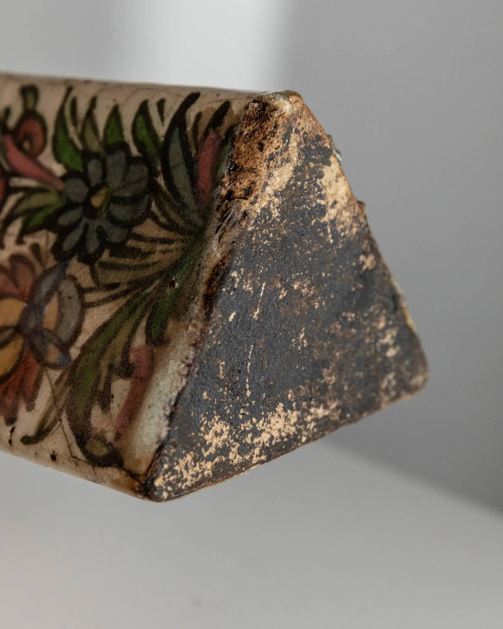 Multicolored Terracotta Bottle from Qajar Dynasty Iran, 19th Century – Hand-Painted, Unique Decorative Piece