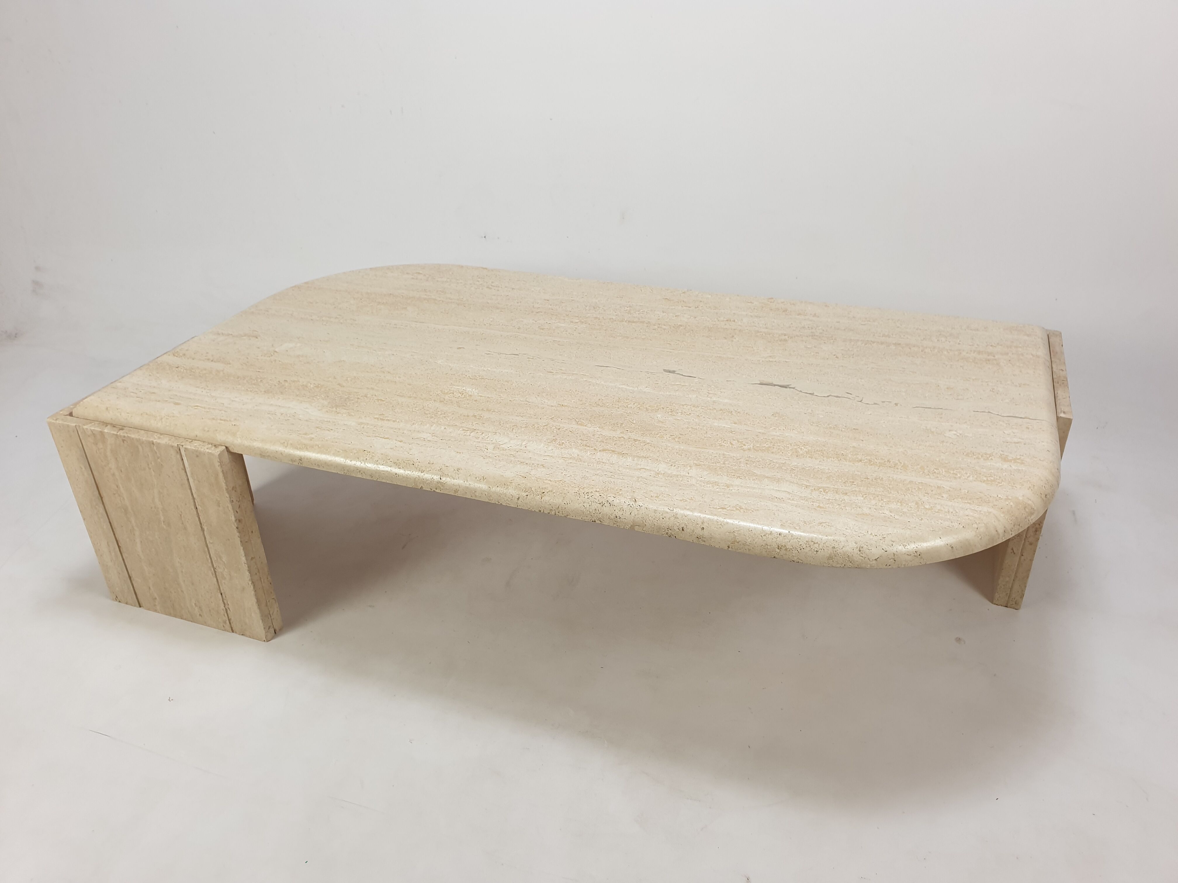 Italian travertine coffee table, 1980s