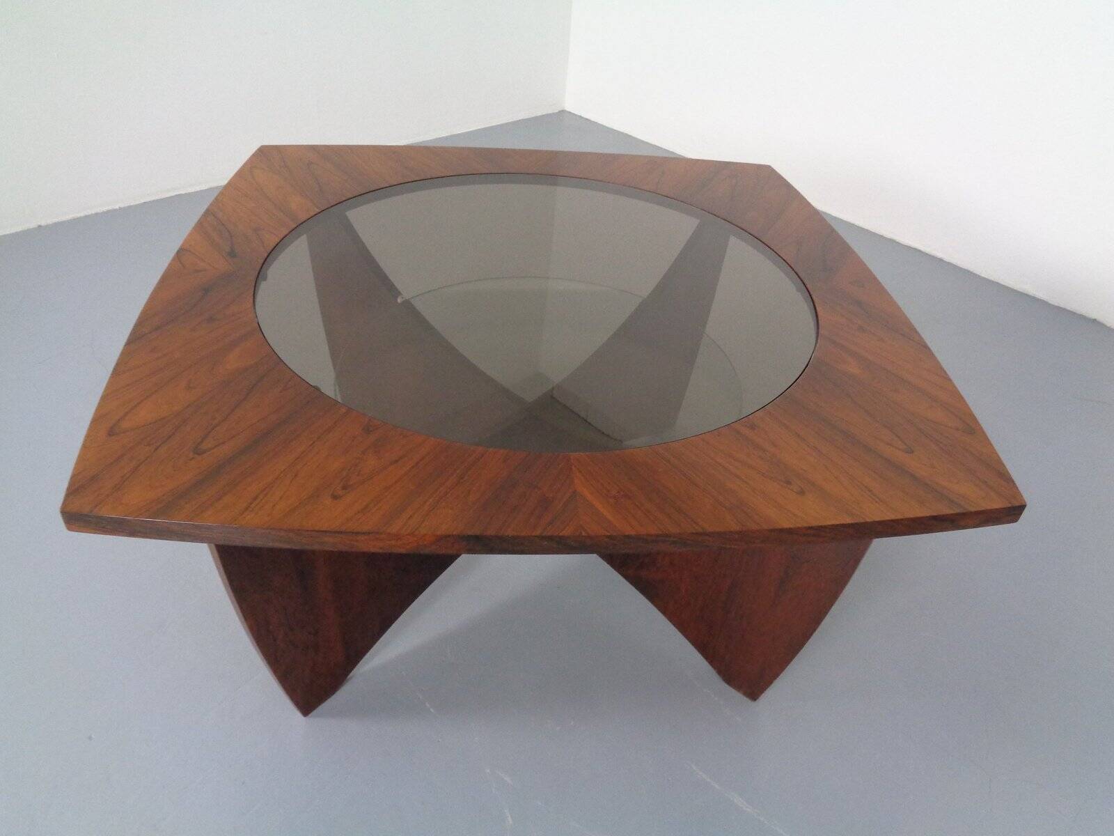 Vintage rosewood and glass coffee table, Denmark, 1960s