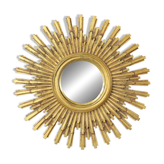 Large Gold Sun Mirror Sunburst Resine Convex 56cm