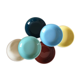 Assiettes creuses vintage modèle coloré lot de 6 anciennes de la manufacture française de Salins