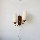 Apply in teak and 70s white glass