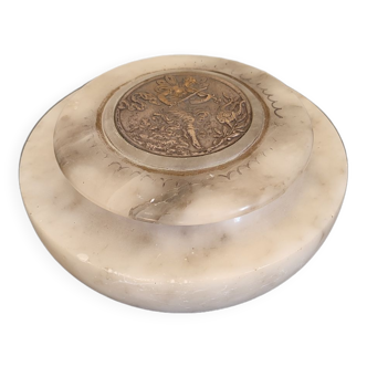 Alabaster covered box metal decoration