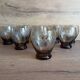 Set of 9 digestive glasses, smoked glass cut in art deco style