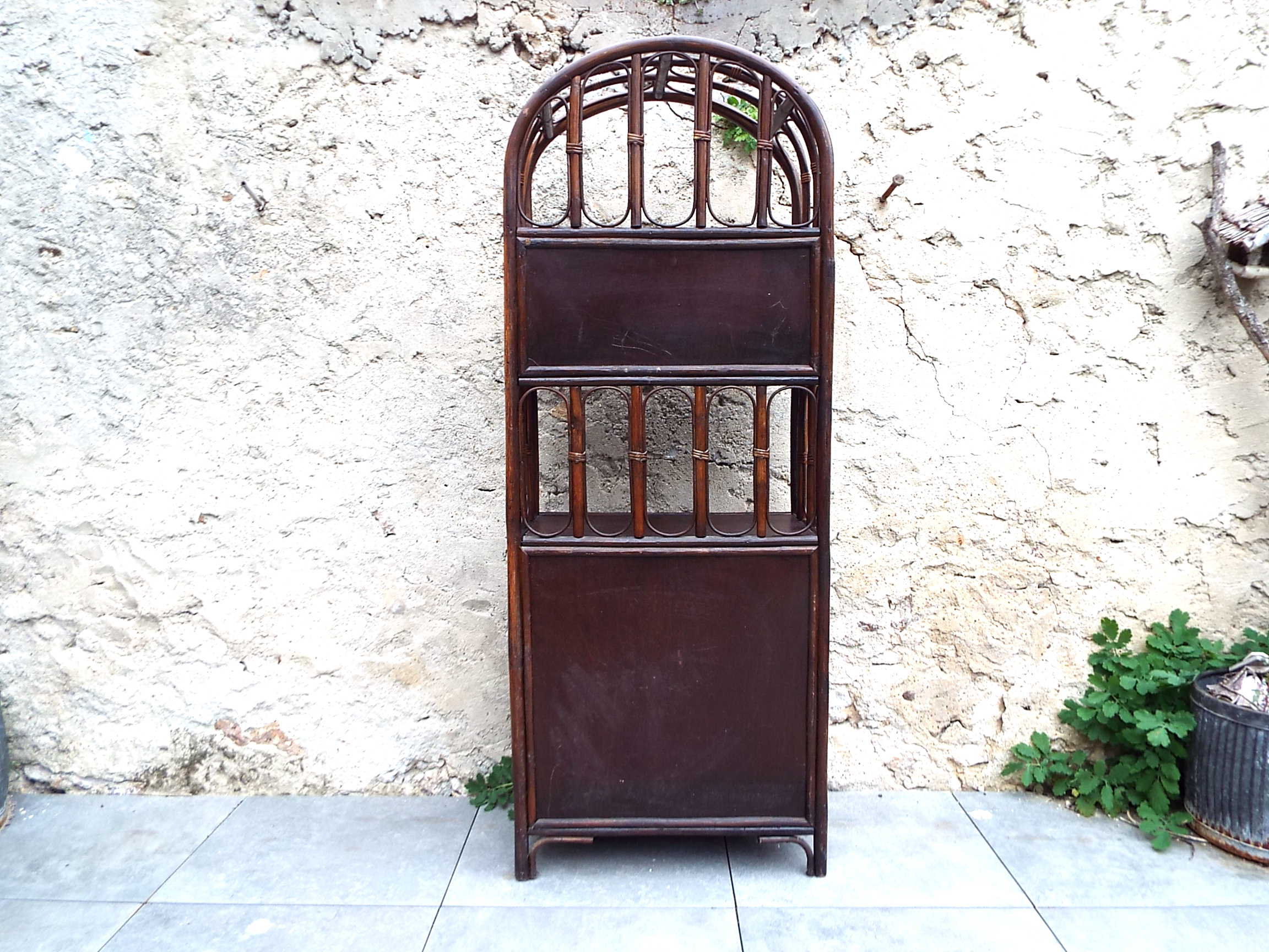 Rattan and bamboo shelf