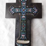 Holy water cross with enamels