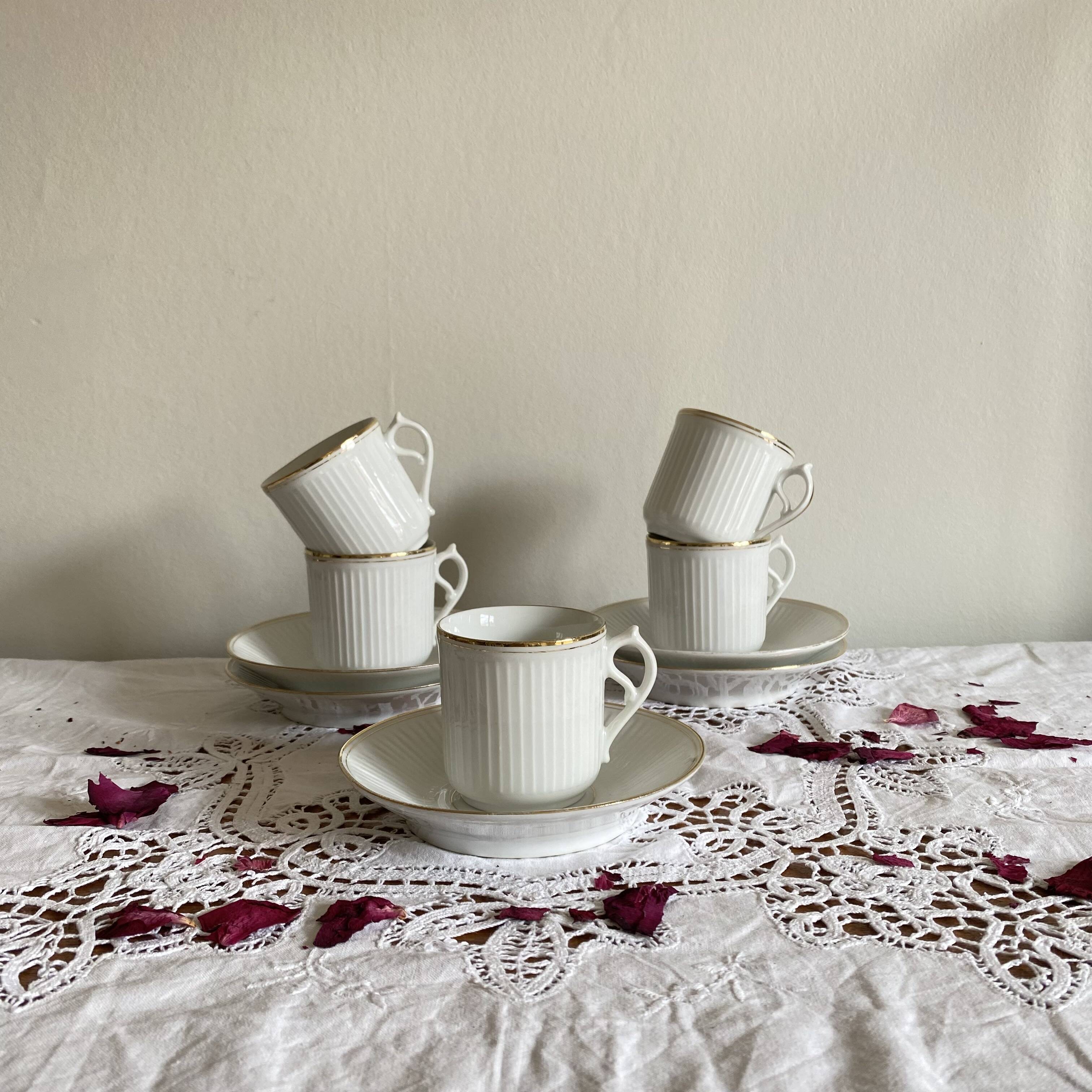 5 antique porcelain espresso coffee cups