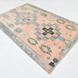 5x8 Vintage Samon Pink & Light Grey Vintage Oushak Area Rug, 161x255 cm