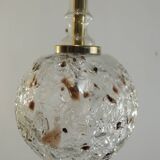 Doria Leuchten pendant lamp, textured Murano glass globe and brass,