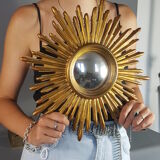 Witch-carved wood mirror - gilded