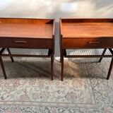 Danish teak bedside tables with rope shelves, 1967, set of 2